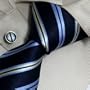 Blue Striped Designer for Men Boyfriend Gift Italian Style Silk Neck Ties Cufflinks Set 8089
