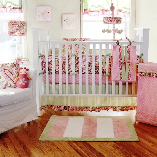 My Baby Sam Paisley Splash 4 Piece Crib Bedding Set, Pink