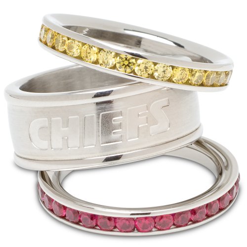 Kansas City Chiefs Logo Crystal Stacked Ring Set (Size 7)