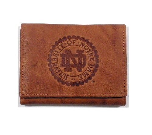 NCAA Notre Dame Fighting IrishEmbossed Genuine Leather Trifold Wallet