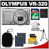 Olympus VR-320 14.0 MP Digital Camera (Silver) with 8GB Card + (2) Batterie ....