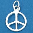 Peace Sign Charm Sterling Silver 13.5mm