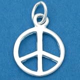 Peace Sign Charm Sterling Silver 13.5mm