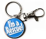 Pet Supplies : Lola & Foxy Charm with Quick Release Hook 'I'm a Rescue' in Blue
