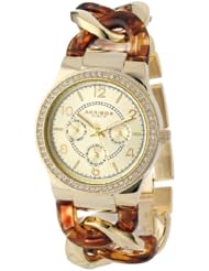 Akribos XXIV Womens AK562YG Quartz Multi-Function Crystal Accented Resin Chain Watch