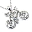 Silvertone Crystal Bicycle Pendant Necklace Fashion Jewelry