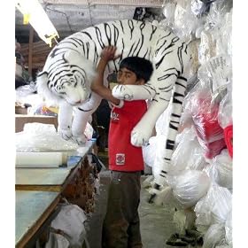 GIANT WHITE TIGER 44 STUFFED REALISTIC SIBERIAN JUNGLE PLUSH BIG STUFFED ANIMAL - 44 Body... by BigPlush