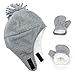Zando Baby Boy Sherpa Lined Warm Fleece Pilot Hat Infant Toddler Winter Hat Mitten Set B Solid Light Grey/Mittens Set 4-7 Age