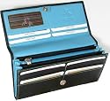 New ladies Visconti Colorado black turquise two tone soft leather purse wallet cd21