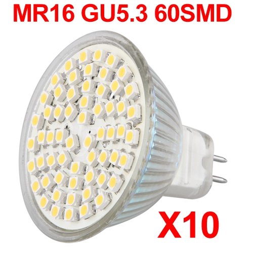 10X MR16 GU 5.3 60 SMD LED Lampe