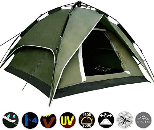 Family Camping Tent Waterproof 3-4 Person Double Layer Hiking Instant Green