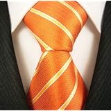 Orange Stripe Mens Designer 100% Silk NeckTie