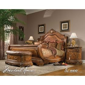Michael Amini Queen Size Cortina Sleigh Bed Complete with Rails and Slats by Michael Amini
