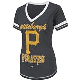 MLB Pittsburgh Pirates Bling Beauty Short Sleeve V-Neck Boyfriend Tee Women's
