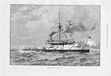 TWIN SCREW BATTLE SHIP HERO Antique Print 1888