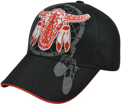 Native Pride Bull Indian Feathers Shadow Dream Catcher Construct Velcro Hat Cap