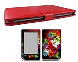 Bundle Monster Barnes & Noble Nook Color Nook Tablet Synthetic Leather Case Cover Jacket + Skin Art Decal Sticker + Screen Protector Ereader Accessories Combo - Fits both Nook Color and Nook Tablet (Released Nov. 7, 2011) Devices