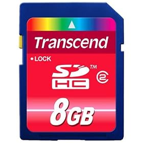 Transcend 8 GB SDHC Class 2 Flash Memory Card TS8GSDHC2 (Red)