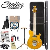 Sterling by Music Man AX40-TGO Electric Guitar with Transparent Gold Finish - Kit Includes: D\'Addario EXL110 Strings, Planet Waves Strap (PWS100V), Planet Waves 10\' Cable (PW-CGT-10), Ultra Guitar Stand (2445BK), Fender Clip-on Tuner (009-1160-000), Fender Guitar Polish (099-0501-000), Fender String Winder (099-1028-000), DPS Polishing Cloth, Shredder Pick Pack, and MBT Hard Case (MBTEGCW1)