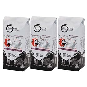 BuyWell Screaming Monkey Blend, 100% Fair Trade Organic, 12-Ounce Bags (Pack of 3) WHOLE BEAN