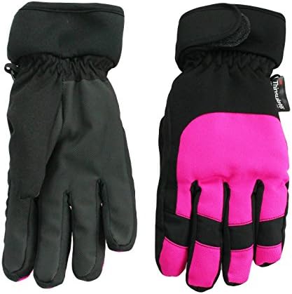 Nolan Girls Thinsulate Waterproof Colorblock Ski Gloves Hot Pink Small-Med