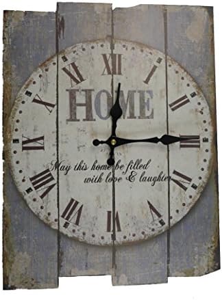 15 Inch Sky blue Home Country Style Fiber Board Wood Wall Clock Family Style Decor Design