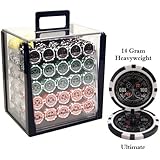 Brybelly Ultimate 14-gram Heavyweight Poker Chips - Set of 1000 in Acrylic Display Case