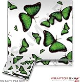 Sony PS3 Slim Skin - Butterflies Green