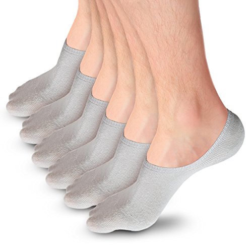 Low Cut No Show Socks For Men - Large, Bamboo Fiber w/ HeelHug Technology (Pack of 6)