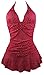 COCOSHIP Red and White Polka dot Retro Vintage One Piece Swimwear Swimsuit 48(FBA)