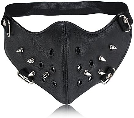 GeDuoYunLeather Rivet Half Face Steampunk Sports Protective Cosplay Motorcycle Biker Mask