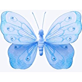 13 Blue Shimmer Butterfly nylon hanging ceiling wall baby nursery room wedding decor... by Bugs-n-Blooms