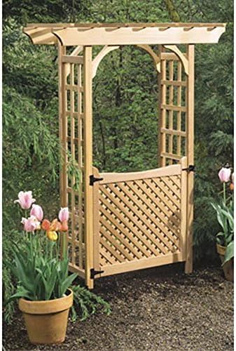 Arbor, Garden Arbors, Garden Arbor Trellis, Garden Arbor with Gate, Arbor and Gate - 7-ft. Pergola Arbor with Gate, Western Red Cedar Construction