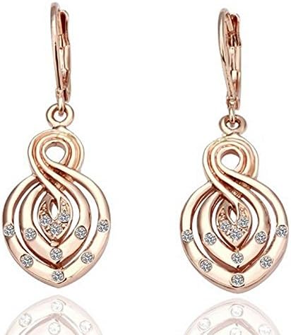 DATORA Rose Gold Tone Interlocking Swirls Earrings With Accenting Crystals -150