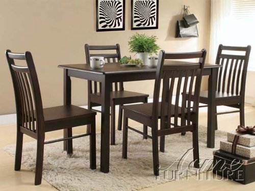 5pc Dinette Set with Sleek Design in Cappuccino Finish