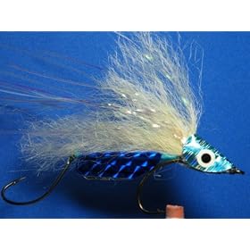 NEW FLIES Holographic & Glow in the Dark Tandem Hook Sinking Bass & Pike Lazar Head Fly #74
