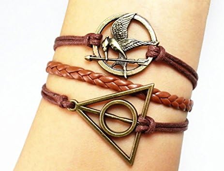 Made in USA B-111 death hallows mockingjay bird combine Personalized bracelet