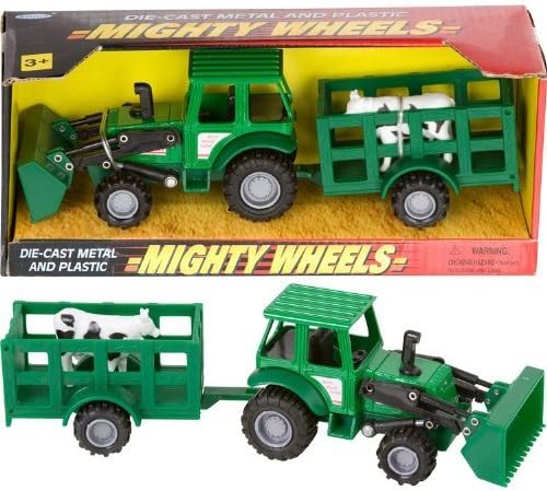 Mighty Wheels Die Cast 8" Farm Tractor Trailer