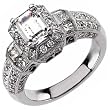 14K White Gold Chic Retro Diamond Engagement Ring (Center stone is not included)