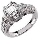 14K White Gold Chic Retro Diamond Engagement Ring (Center stone is not included)