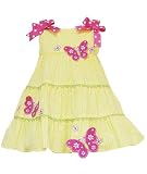 Rare Editions Girls 2T-6x Yellow Pink Butterfly Applique Seersucker Dress