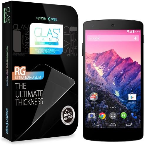 Nexus 5 Screen Protector, Spigen® Google Nexus 5 Screen Protector Glass Slim [GLAS.t NANO SLIM] (0.15mm) Thin Tempered Glass Screen Protector for Nexus 5 - GLAS.t NANO SLIM (SGP10666)