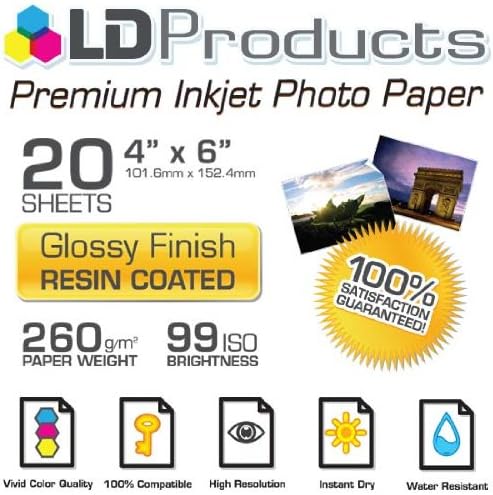 LD &copy; Glossy Inkjet Photo Paper (4""""X6"""") 20 pack - Resin Coated