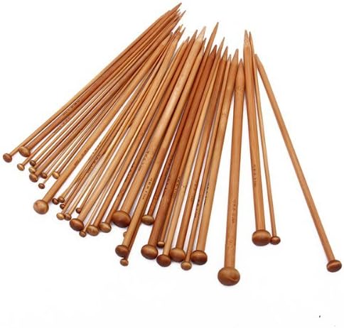 Homwish - Set of 36 Single Point Bamboo Knitting Needles,9.8 Inch,18 Sizes