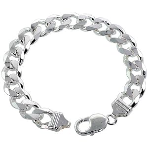 Sterling Silver 7/16 in. (10.7 mm) Extra Large Curb Link Chain, NICKEL FREE
