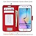 FYY S6 Edge Case, Galaxy S6 Edge Case, Premium Leather Flip Case Stand Cover with Card Slots and Note Holder for Samsung Galaxy S6 Edge Red