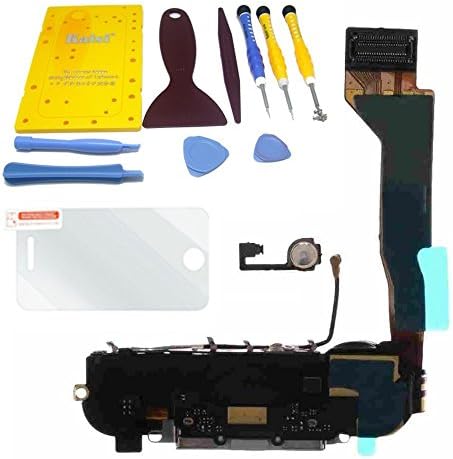 Zeetron Premium Replacement Charing Port Dock Assembly White for Iphone 4 (Includes Speaker, Microphone, Home Button Flex, Antenna, Charging Flex) + Tool Kit &amp; Screw Mat + Zeetron Microfiver Cloth + Screen Protector for Cdma/verizon/sprint