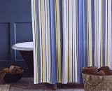 Blue Stripe Grommet Top Fabric Shower Curtain - 72 X 72 Inches