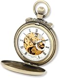 Charles-Hubert, Paris 3866-G Classic Collection Gold-Plated Antiqued Finish Double Hunter Case Mechanical Pocket Watch