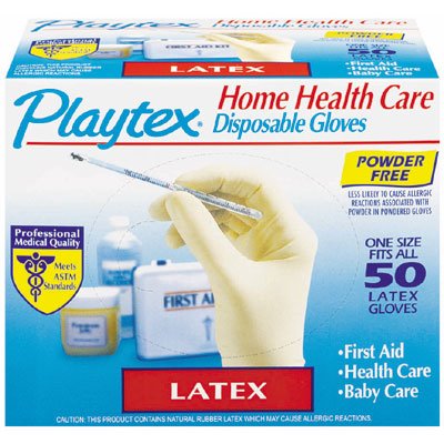 Playtex Gloves Home Health Care Powder-Free Disposable Latex Gloves: 50 Count